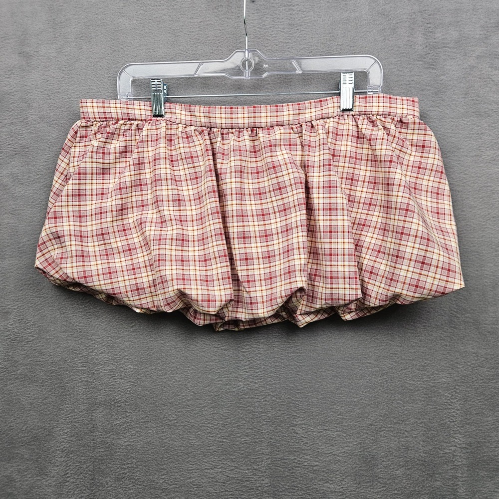 White Fox Plaid Bubble Micro Mini Skirt Skort Pink Preppy Coquette Size S